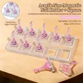 Detailed view of pink acrylic nail tips stand and crystal display base set - 10-Slot Non-Magnetic Base 02 - Clear Pink