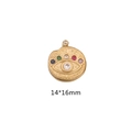 Golden evil eye pendant with colorful gemstones and 14x16mm size measurement - Small