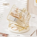 Rotating 360 cosmetic organizer in clear white finish with jewelry tree hanger - House Shape/With Hooks / Clear White