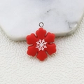 Red resin snowflake pendant with silver hook for DIY Christmas jewelry making - Christmas Snowflake Red