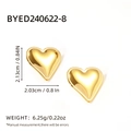 Polished golden heart-shaped stainless steel earrings with precise size dimensions - Gold Polished Large Heart Studs (BYED240622-8)