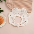 Gauze cotton baby bib with brown bear pattern and double snap closure detail - Heart Bear