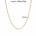 18K gold plated twisted rope chain necklace 2mm width with 400mm plus 50mm length - Twist Rope Chain (TN3017) / Gold