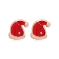 Christmas hat earrings in festive red and gold finish with star details for women - Basic Red Enamel Christmas Hat