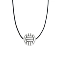 Detailopname van een sportieve volleybalhanger met getextureerde lijnen aan een zwart koord - Volleybal Wastouw Ketting