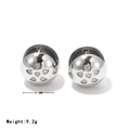 Silver hollow ball earrings with heart-shaped zircon inlay, 15.5mm diameter and 9.2g weight - Silver Rhinestone