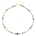 Collana artigianale con pietre naturali colorate e una perla nera sfaccettata quadrata - Colorato