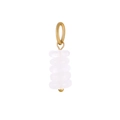Close-up of tiered pink natural stone pendant with a polished gold-plated metal loop - ZP44827B10 / White Jade