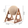 Wooden cat scratcher toy with sisal rope ball and triangle frame 26x21x24cm - Solid Wood Triangle Medium