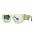 Modern oversized square sunglasses featuring translucent green frames and marble temples - Green-Gray