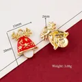 Christmas themed gold alloy bell pendants with red and white enamel for DIY jewelry - 28# Gold Antler Bell