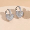 Orecchini a cuore in argento scintillante con micro-pavé di zirconi cubici - Zirconia Cuore / Argento
