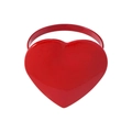 Close-up of a polished red heart-shaped metal napkin ring for wedding and table decor - Z1124-1 (Smooth Red Heart)