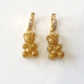 Golden glitter gummy bear earrings with sparkling zircons on gold-plated metal hooks - Glitter Star Yellow