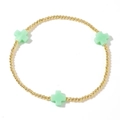 Bracciale a sfere dorate minimalista con ciondoli a croce verde chiaro - Perline Oro-Croce Verde