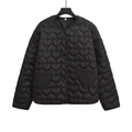 Veste en coton ample pour femme noire avec motif matelassé en forme de cœur stylé - XS / Noir