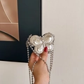 Mini borsa a tracolla argento a forma di farfalla con catena a sfere per donna - Argento