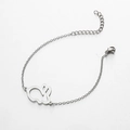 Polished stainless steel bracelet featuring a minimalist hollow rabbit charm and adjustable chain - Rabbit Silver