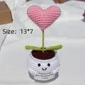Handmade crochet pink heart potted plant toy with thank you card and smiley face - Positive Potted-White Pot Heart Pink