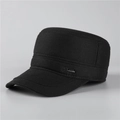 Gorra clásica de lana negra para hombre mayor con orejeras y detalle de logo metálico - Ajustable / Negro