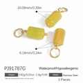 Tre ciondoli in pietra verde oliva con anelli in acciaio per gioielli fatti a mano - Set da 3 pezzi / Verde Oliva (PJ91787G)