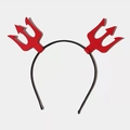 Halloween devil horn headband with red trident felt decor on black plastic hairband - Simple Red Trident