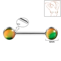 Silver stainless steel nipple piercing with 6mm orange-green gradient shimmer beads - 1.6x14mm (Threadless) / Style 1-Green Glitter