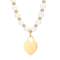 Collana chic in acciaio al titanio con pendente a cuore e perle in oro - Oro (KN18600-Z)