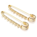 Golden U-shaped safety pin brooch with white zircon crystals and DIY jewelry rings - 19# Gold 8cm