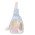 Light blue floral kids chest bag with transparent glitter pocket and adjustable strap - Blue