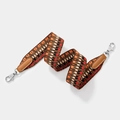 Colorful woven geometric shoulder strap with orange and red stripes and silver hooks - L70cm W3.8cm / Brown Strap Silver Buckle