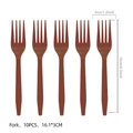 Brown plastic forks for cowboy party decorations, 10-piece set measuring 16.1cm long - Brown Fork