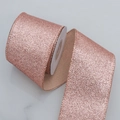 Sparkling rose gold glitter ribbon roll for festive Christmas DIY gift wrapping decoration - 6.3cm / Rose Gold