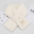 Plush white faux rabbit fur scarf with woven label and crisscross warming design - Adult / White