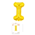 Goldener Buchstabenballon I aus Aluminiumfolie für Geburtstagsdeko mit Zubehör im Set - Buchstabe I / Gold