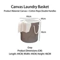 Cesto de lona gris para ropa sucia con asas de algodón, forma cilíndrica 44x44x46cm - Lona Gris