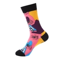 Colorful mid-calf socks with eye and geometric patterns in pink, yellow and blue - One Size / Multicolor All-Seeing Eye (1029)