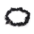 Pulsera elástica de piedras de ágata negra naturales pulidas e irregulares - Obsidiana