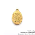 Golden 316 stainless steel oval bear pendant with detailed relief carving, 20x12mm - Oval Bear 2