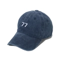 Vintage dunkelblaue Baseballkappe aus gewaschener Baumwolle mit weißem 77-Stickmotiv - 58cm / Marineblau