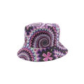Klassieke vissershoed met kleurrijk psychedelisch spiraal-tie-dye-patroon op witte achtergrond - Roze Blauw Groen Spiraal Stijl (02)