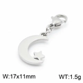 Stern- und Mondanhänger aus Silber mit Karabinerverschluss für Schmuck DIY, 17x11mm - Stahlfarben (KLJ7018-Z)