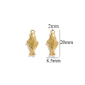Golden fish charm pendant in stainless steel with scale texture, size 20mm x 8.5mm - Gold Fish-626