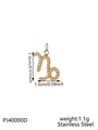 Gold stainless steel Capricorn zodiac pendant with micro-pave white cubic zirconia - Gold Capricorn (Inlaid)