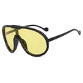 Oversized cycling sunglasses with yellow lenses and black rhinestones SKU C5 - Shiny Black Frame Yellow Lens Black Rhinestone
