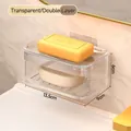 Portasapone a parete trasparente a doppio strato con fori di drenaggio, 13,5x9x6cm - Trasparente-Singolo Strato