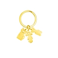 Golden stainless steel keychain with cute cartoon cat, girl, and dog silhouette charms - 1 Dog 1 Cat 1 Girl / Gold