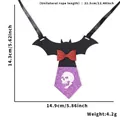 Collare per animali ali di pipistrello con cravatta di paillettes viola e teschio nero - Scaldacollo per Animali / Stile Papillon Pipistrello