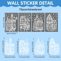 78-piece white Christmas window stickers set with reindeer, snowflakes, and houses - UV24Y12582S_T (Winter Town)