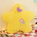 Yellow star plush pillow with moon decor and rose texture fabric for home comfort - Star Pillow / Yellow